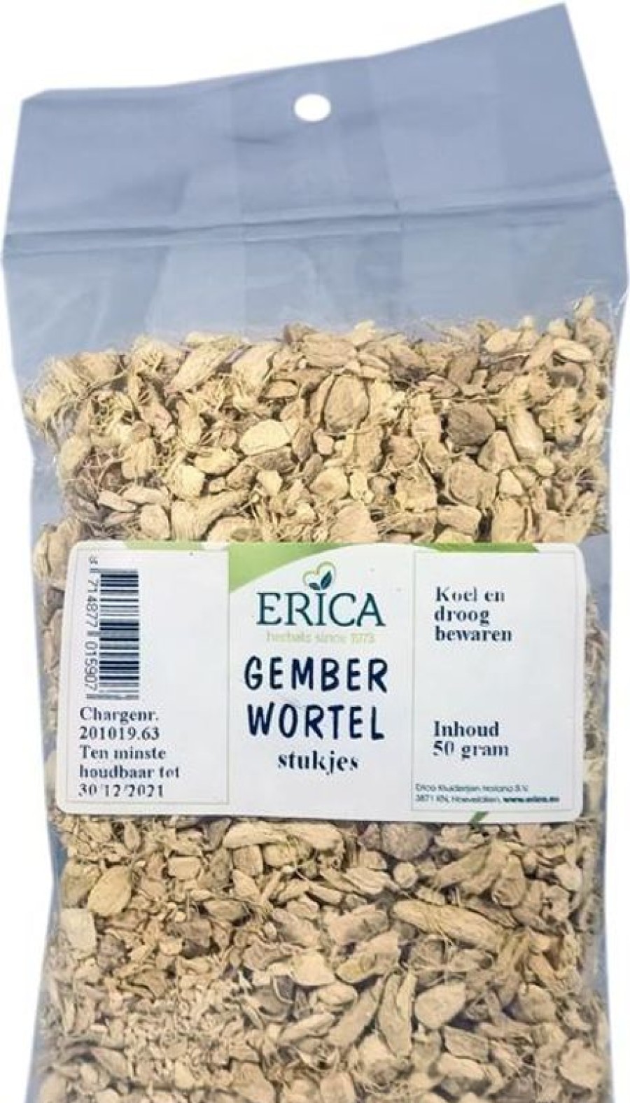 ERICA Radice di zenzero affettata 50 g | Sacchetti di spezie