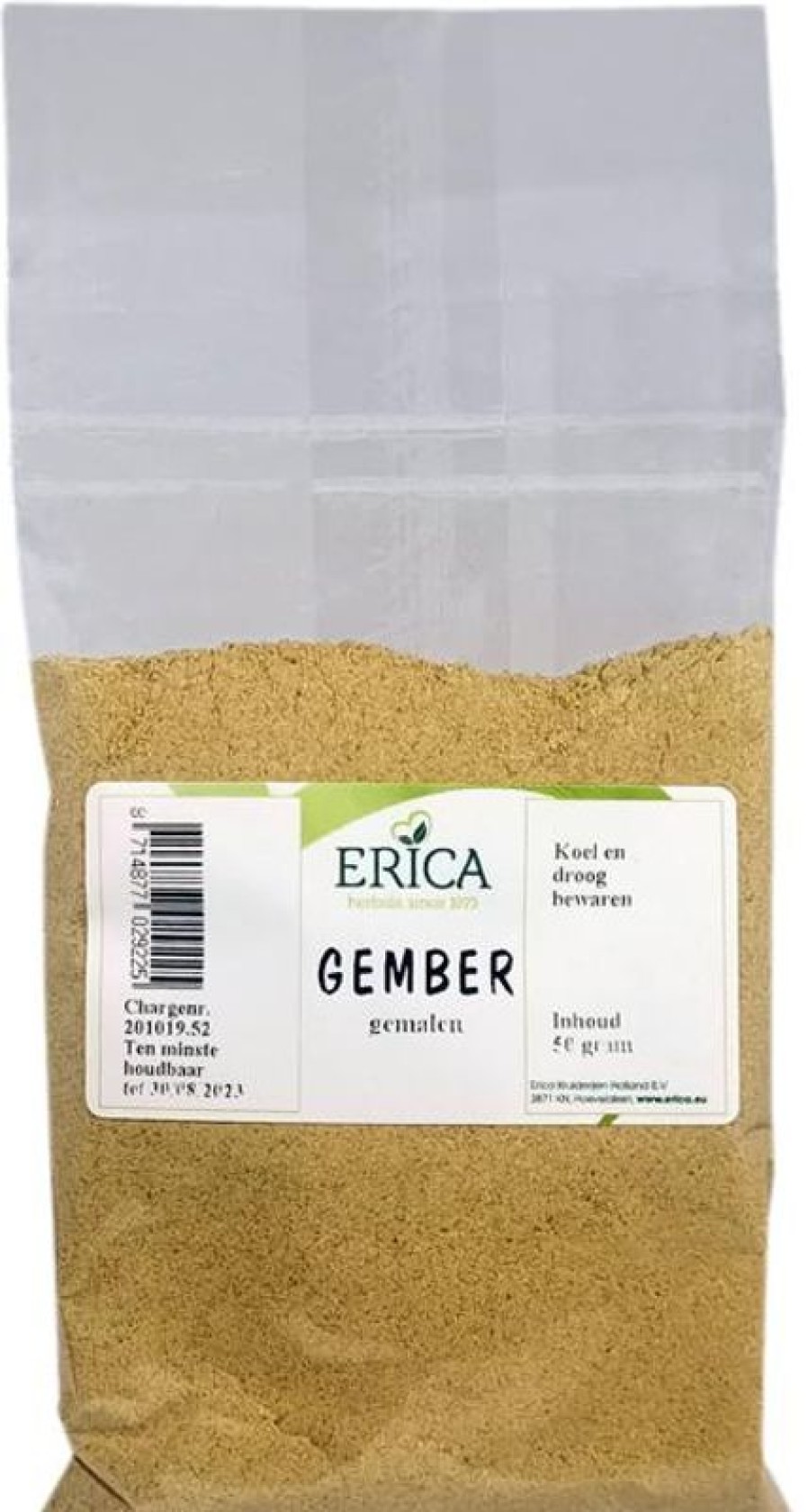 ERICA Radice di zenzero macinata 50 g | Sacchetti di spezie