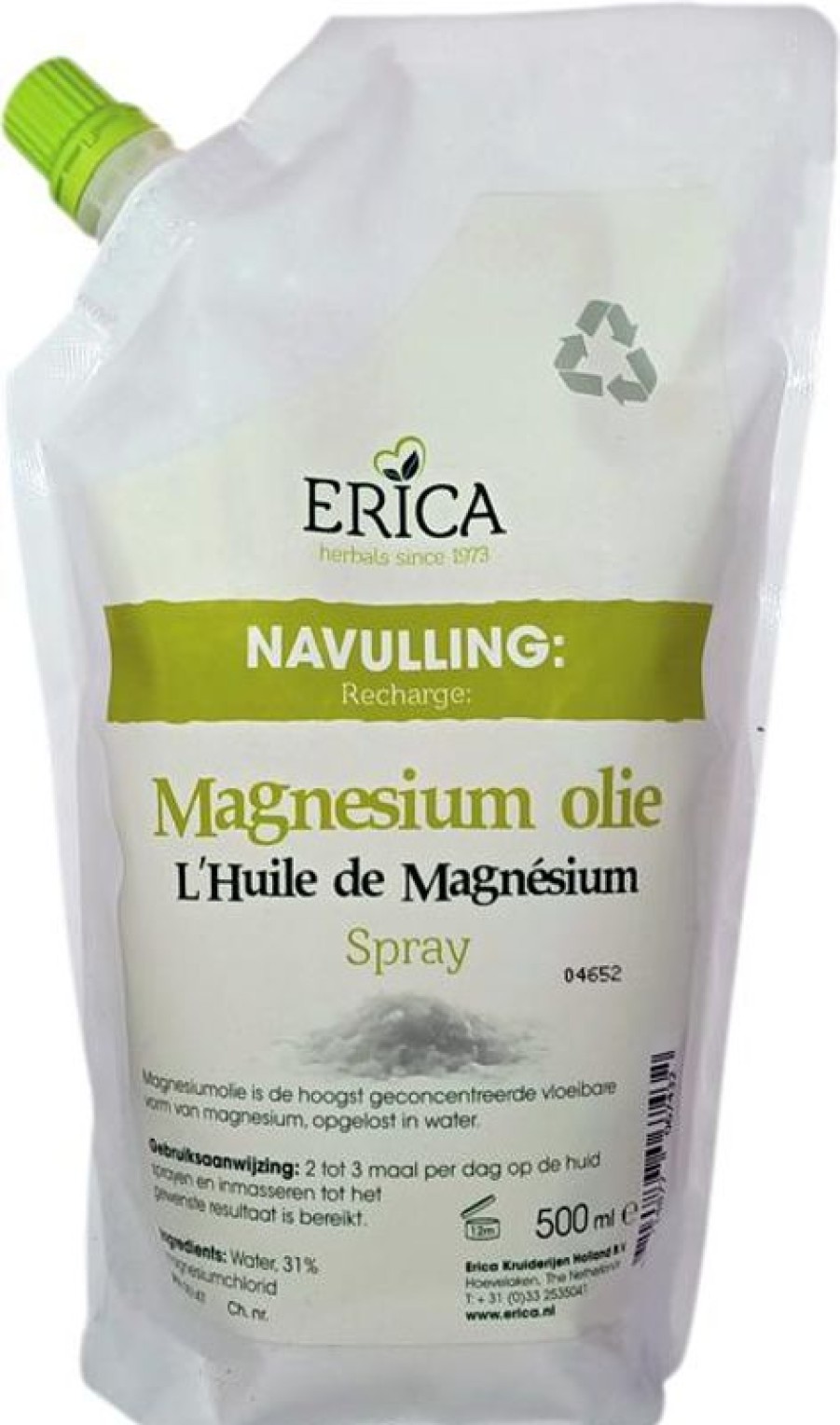 ERICA Ricarica Olio Spray Al Magnesio 500 Ml | Olio per la pelle