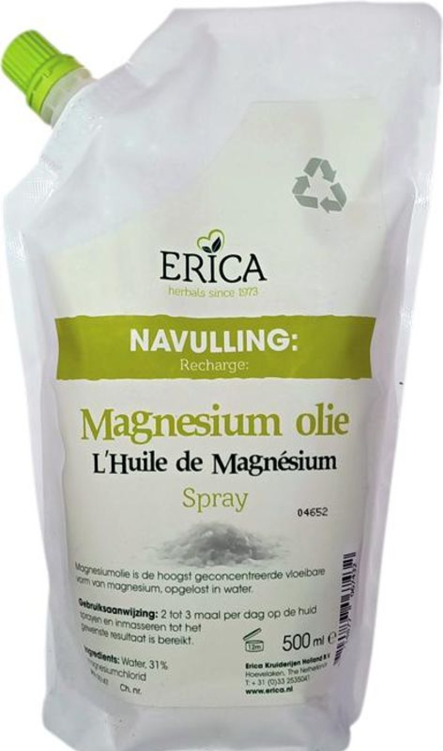 ERICA Ricarica Olio Spray Al Magnesio 500 Ml | Muscoli e articolazioni