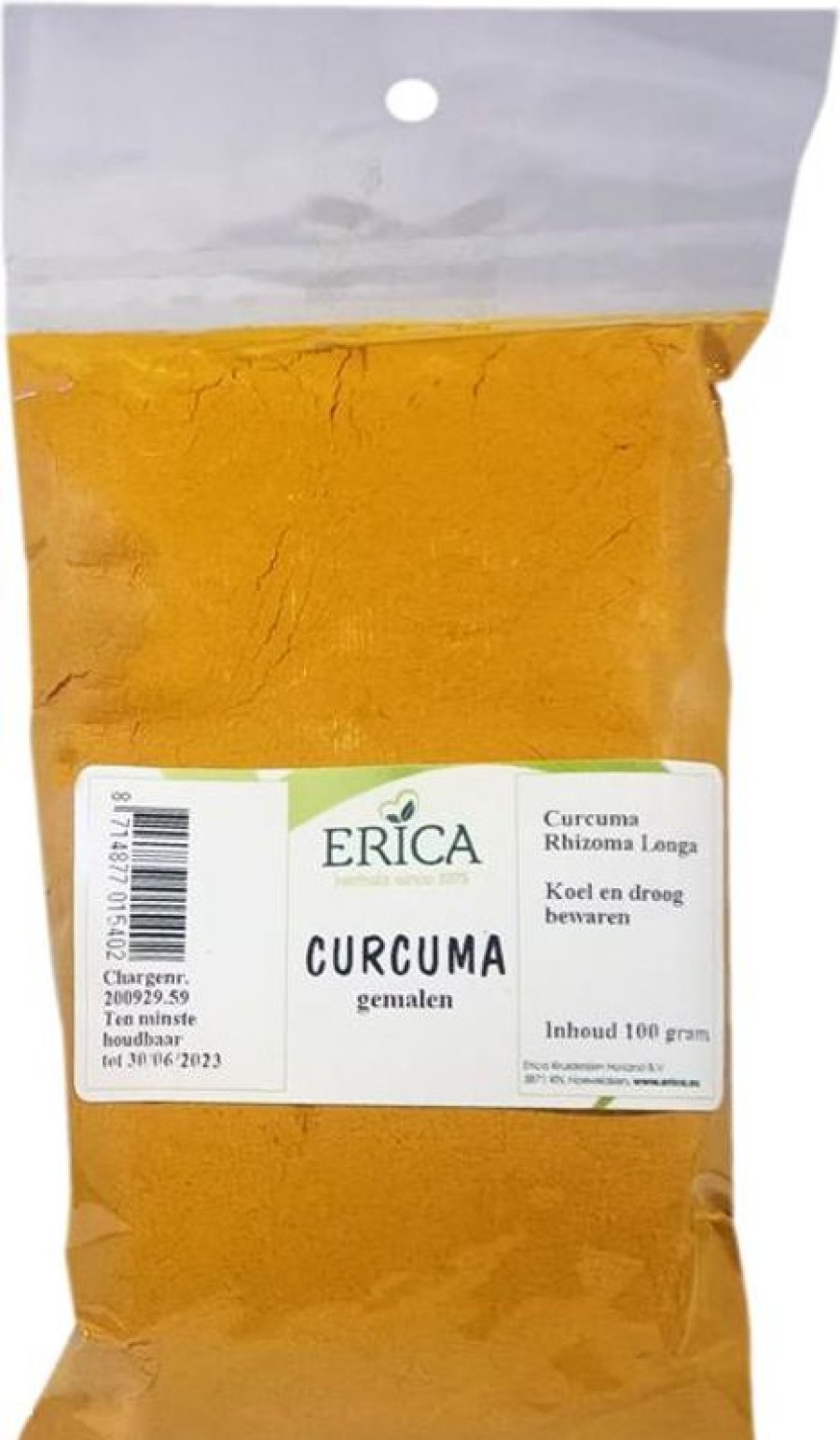 ERICA Polvere di curcuma (curcuma) 100 g | Sacchetti di spezie